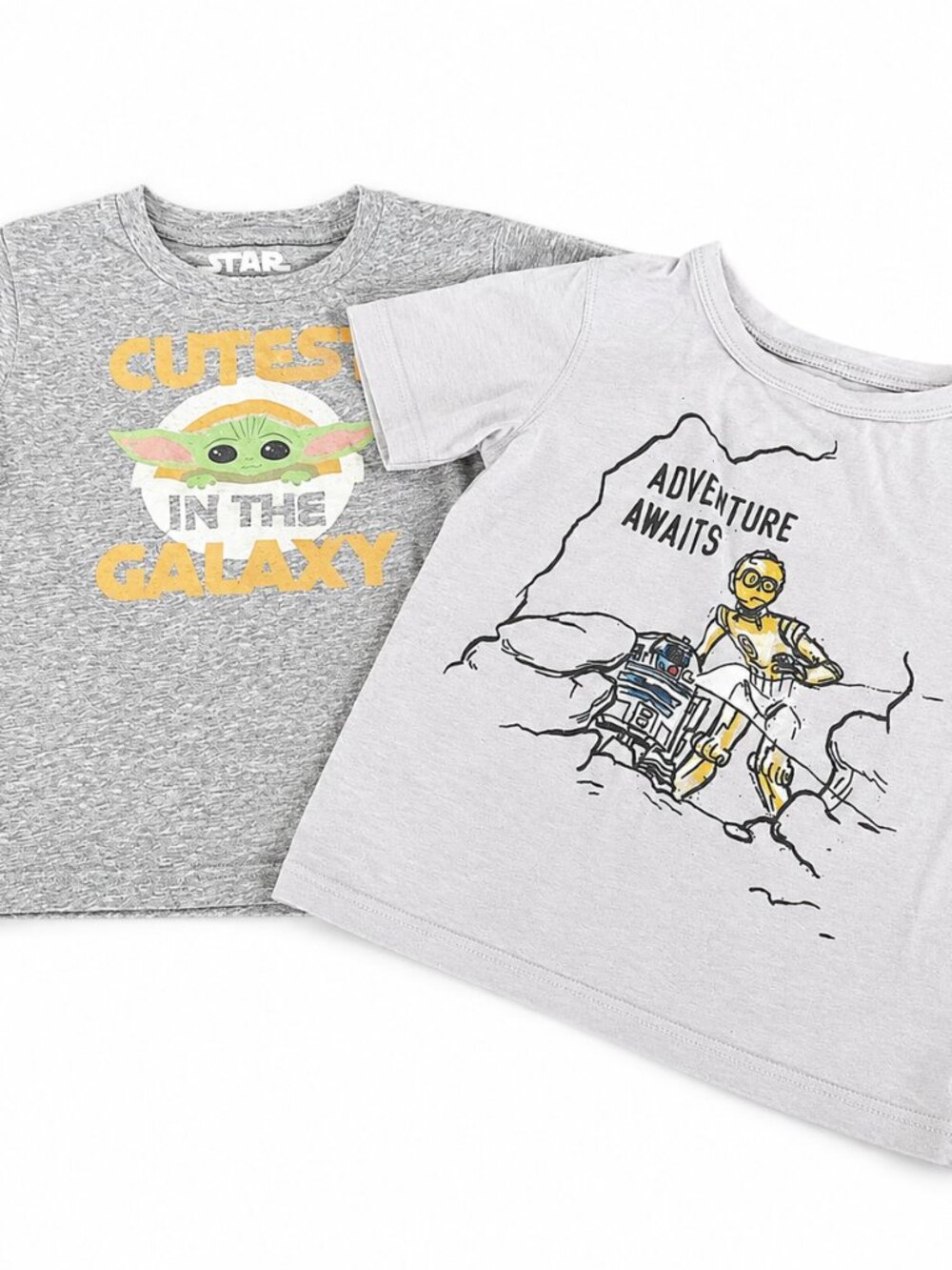 Star Wars Yoda Graphic Tee Boys Size 5 Gray Disney Shirt Baby Yoda Galaxy Charac